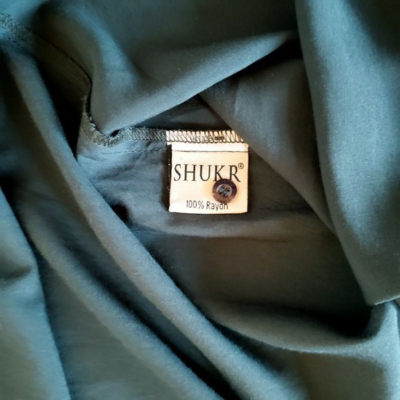 Embroidered Gown Deep Forest Maxi Dress 100% Rayon V Neck Button Front - Picture 6 of 10